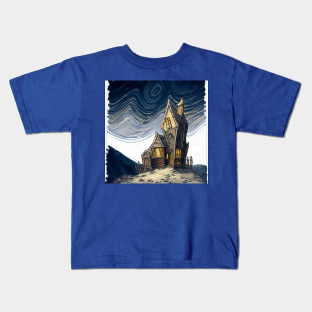 Starry Night Above The Shrieking Shack Kids T-Shirt by Grassroots Green